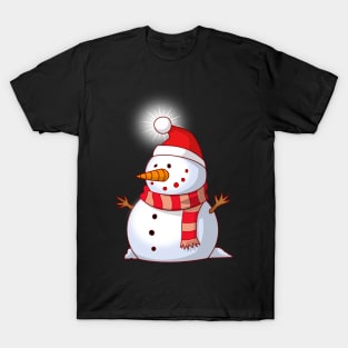 Animated Snowman Glass T Shirt Christmas Wishes Tradition T-Shirt